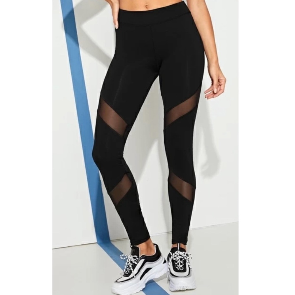 Ci Sono Ponte Leggings with Mesh Stripe Details